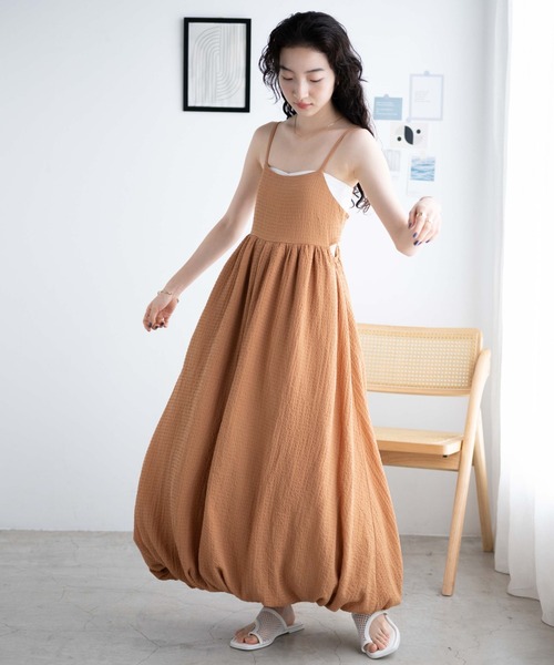 WEGO（ウィゴー）の「WEGO/サイドカットバルーンキャミワンピース（ワンピース・レディース・ブラック/オレンジ系その他・FREE）」の5枚目の写真