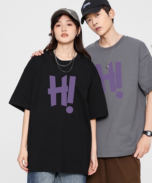 ARCHIVER(アーカイバ)の「【Bz】Hi!プリントオーバーサイズ半袖Tシャツ(Tシャツ/カットソー・メンズ・ホワイト/ブラック・FREE)」の2枚目の写真