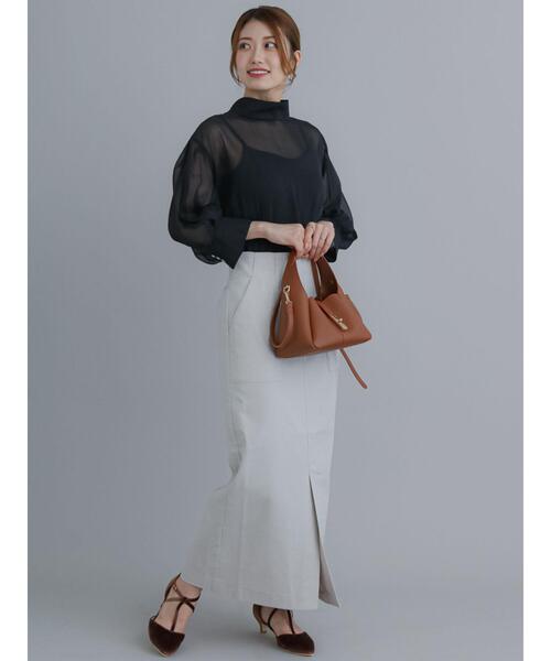 Te chichi（テチチ）の「ロングナロースカート（スカート・レディース・ネイビー/グリーン/ベージュ・F）」の13枚目の写真