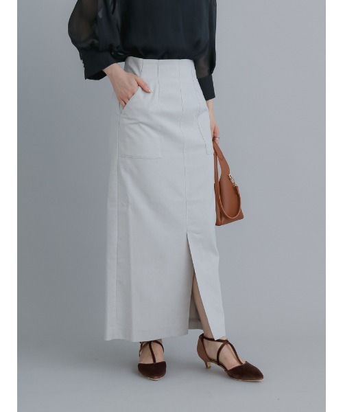 Te chichi（テチチ）の「ロングナロースカート（スカート・レディース・ネイビー/グリーン/ベージュ・F）」の2枚目の写真