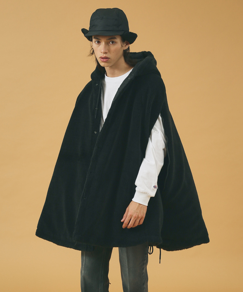 TAION ミリタリー リバーシブル ダウン ポンチョ ケープ タイオン