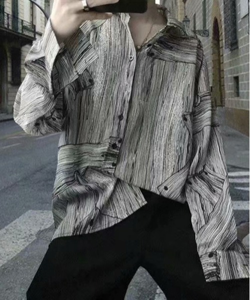 ROOPTOKYO（ループトウキョウ）の「総柄パターンシャツ ヴィンテージ風（シャツ/ブラウス・メンズ・グレー・M/L/XL）」の7枚目の写真