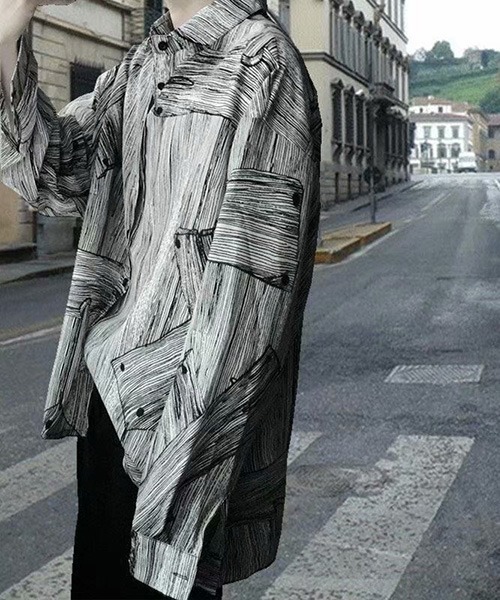 ROOPTOKYO（ループトウキョウ）の「総柄パターンシャツ ヴィンテージ風（シャツ/ブラウス・メンズ・グレー・M/L/XL）」の8枚目の写真