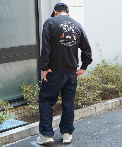 NO NEED（ノーニード）の「アニマルバック刺繍 スウェットトレーナー（スウェット・メンズ・チャコールグレー/イエロー系その他/ライトグレー/ブラウン・M/L）」の8枚目の写真