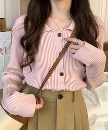 襟付きリブニット