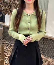 襟付きニット」に該当するグリーン・カーキ/緑色系の