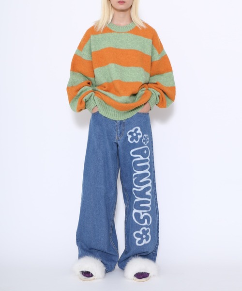 PUNYUS（プニュズ）の「オーバーボーダーニット（ニット/セーター・レディース・レッド/ホワイト/グリーン/ブルー・3/4/1/2）」の22枚目の写真