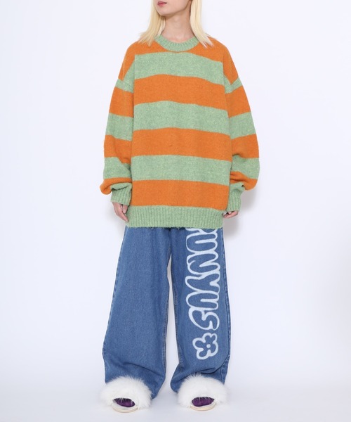 PUNYUS（プニュズ）の「オーバーボーダーニット（ニット/セーター・レディース・レッド/ホワイト/グリーン/ブルー・3/4/1/2）」の21枚目の写真