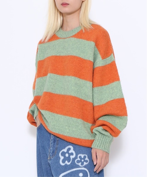 PUNYUS（プニュズ）の「オーバーボーダーニット（ニット/セーター・レディース・レッド/ホワイト/グリーン/ブルー・3/4/1/2）」の20枚目の写真