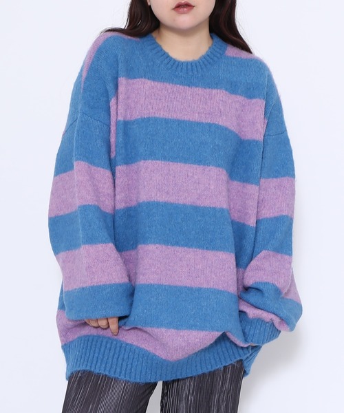 PUNYUS（プニュズ）の「オーバーボーダーニット（ニット/セーター・レディース・レッド/ホワイト/グリーン/ブルー・3/4/1/2）」の12枚目の写真