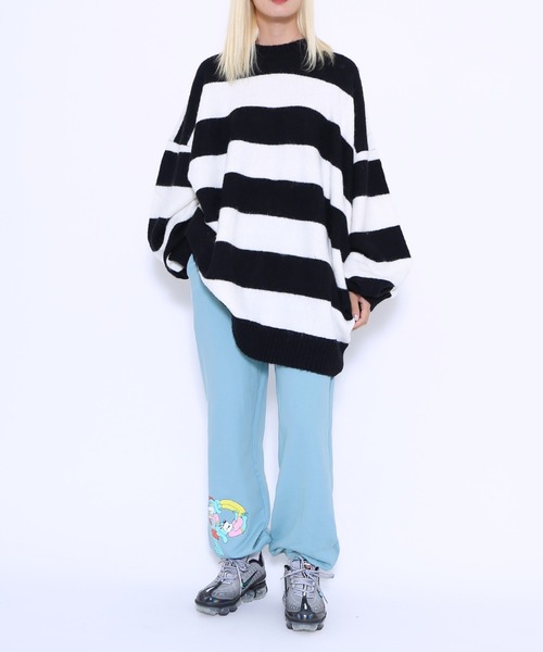 PUNYUS（プニュズ）の「オーバーボーダーニット（ニット/セーター・レディース・レッド/ホワイト/グリーン/ブルー・3/4/1/2）」の7枚目の写真