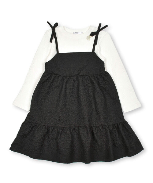 SLAP SLIP（スラップスリップ）の「エンボスティアードドッキングワンピース(80~130cm)（ワンピース・キッズ・ブラック/オフホワイト・90cm/100cm/110cm/130cm/120cm/80ｃｍ）」の15枚目の写真