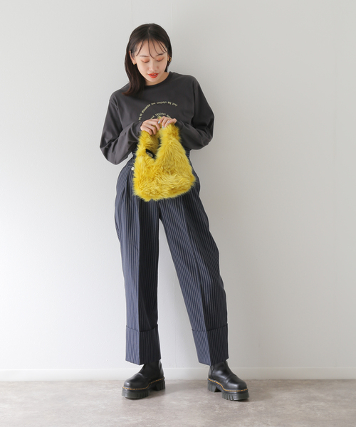 COMMRE（コムル）の「【COMMRE / コムル】ストライプ裾ダブルスラックス（スラックス・レディース・ネイビー/ベージュ/グレー・FREE）」の16枚目の写真