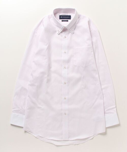 TOKYO SHIRTS（トウキョウシャツ）の「超形態安定ノーアイロン クレリックボタンダウン 長袖ビジネスワイシャツ（ビジネスシャツ・メンズ・ピンク・首回り39cm-裄丈80cm/首回り39cm-裄丈84cm/首回り41cm-裄丈86cm/首回り42cm-裄丈82cm/首回り42cm-裄丈86cm/首回り41cm-裄丈82cm/首回り43cm-裄丈86cm/首回り37cm-裄丈80cm/首回り43cm-裄丈82cm/首回り37cm-裄丈84cm）」の11枚目の写真