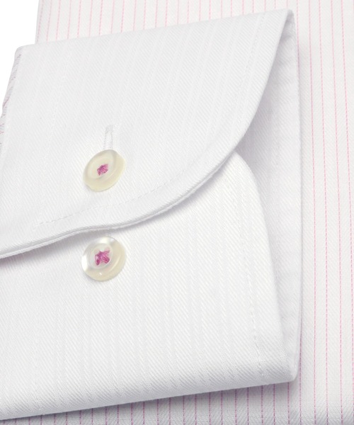 TOKYO SHIRTS（トウキョウシャツ）の「超形態安定ノーアイロン クレリックボタンダウン 長袖ビジネスワイシャツ（ビジネスシャツ・メンズ・ピンク・首回り39cm-裄丈80cm/首回り39cm-裄丈84cm/首回り41cm-裄丈86cm/首回り42cm-裄丈82cm/首回り42cm-裄丈86cm/首回り41cm-裄丈82cm/首回り43cm-裄丈86cm/首回り37cm-裄丈80cm/首回り43cm-裄丈82cm/首回り37cm-裄丈84cm）」の3枚目の写真