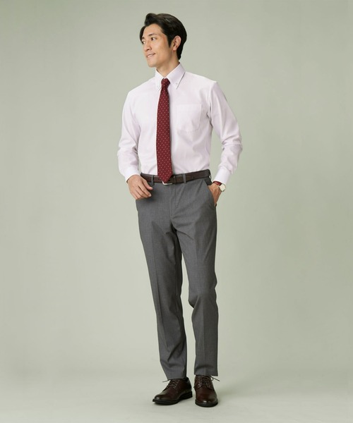 TOKYO SHIRTS（トウキョウシャツ）の「超形態安定ノーアイロン クレリックボタンダウン 長袖ビジネスワイシャツ（ビジネスシャツ・メンズ・ピンク・首回り39cm-裄丈80cm/首回り39cm-裄丈84cm/首回り41cm-裄丈86cm/首回り42cm-裄丈82cm/首回り42cm-裄丈86cm/首回り41cm-裄丈82cm/首回り43cm-裄丈86cm/首回り37cm-裄丈80cm/首回り43cm-裄丈82cm/首回り37cm-裄丈84cm）」の5枚目の写真