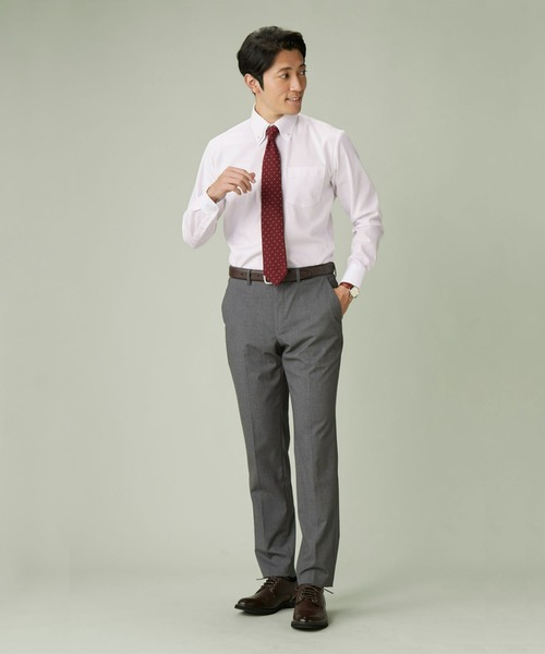 TOKYO SHIRTS（トウキョウシャツ）の「超形態安定ノーアイロン クレリックボタンダウン 長袖ビジネスワイシャツ（ビジネスシャツ・メンズ・ピンク・首回り39cm-裄丈80cm/首回り39cm-裄丈84cm/首回り41cm-裄丈86cm/首回り42cm-裄丈82cm/首回り42cm-裄丈86cm/首回り41cm-裄丈82cm/首回り43cm-裄丈86cm/首回り37cm-裄丈80cm/首回り43cm-裄丈82cm/首回り37cm-裄丈84cm）」の6枚目の写真