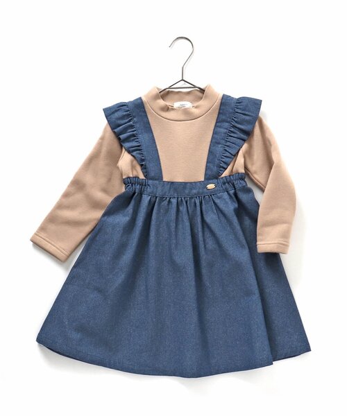 Seraph（セラフ）の「【裏起毛】ジャンスカドッキングワンピース（ワンピース・キッズ・ラベンダー/インディゴブルー/チャコール・95/120/110/130/80/100/90/140）」の2枚目の写真