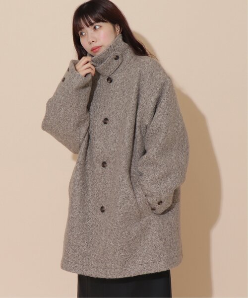 DOUBLE NAME(ダブルネーム)の「2WAYカラーミドル丈ブークレコート/ユニセックス可(その他アウター・レディース・ブルー/ベージュ/グレイッシュベージュ・FREE)」の4枚目の写真