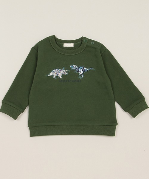 sense of wonder（センスオブワンダー）の「リバティファブリック恐竜トレーナー（スウェット・キッズ・ダークグリーン/チャコール・90cm/100cm/120cm/130cm/80ｃｍ/110cm）」の6枚目の写真