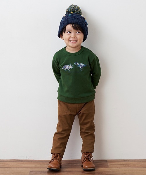 sense of wonder（センスオブワンダー）の「リバティファブリック恐竜トレーナー（スウェット・キッズ・ダークグリーン/チャコール・90cm/100cm/120cm/130cm/80ｃｍ/110cm）」の4枚目の写真