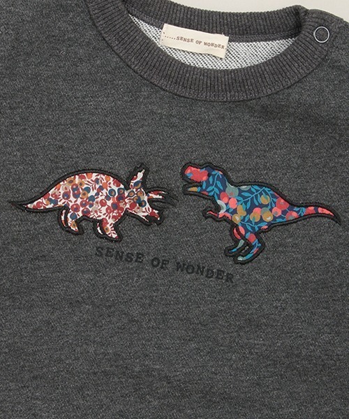 sense of wonder（センスオブワンダー）の「リバティファブリック恐竜トレーナー（スウェット・キッズ・ダークグリーン/チャコール・90cm/100cm/120cm/130cm/80ｃｍ/110cm）」の8枚目の写真