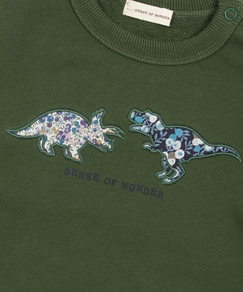 sense of wonder（センスオブワンダー）の「リバティファブリック恐竜トレーナー（スウェット・キッズ・ダークグリーン/チャコール・90cm/100cm/120cm/130cm/80ｃｍ/110cm）」の9枚目の写真