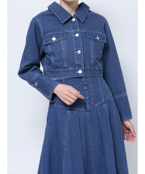 MERCURYDUO(マーキュリーデュオ)の「【セットアップ着用可】クロップドデニムシャツジャケット(デニムジャケット・レディース・ブルー/インディゴブルー・SMALL/MEDIUM)」の1枚目の写真