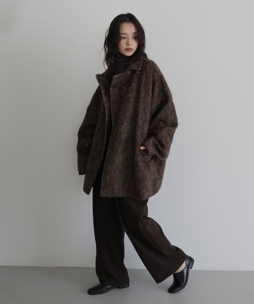 シャギーミドルコート　ブラウン　F プロポーションボディドレッシング PROPORTION BODY DRESSING