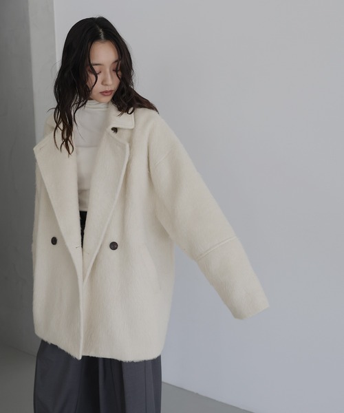 完売品 Heather シャギーミドルコート　　　　 アイボリー Heather（ヘザー）の「シャギーミドルコート 983575（チェスター