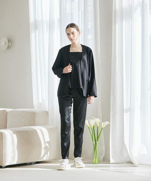 INED CLARO（イネドクラロ）の「ケープスリーブジャケット【セットアップ対応】（ノーカラージャケット・レディース・ブラック/ネイビー・フリー）」の7枚目の写真