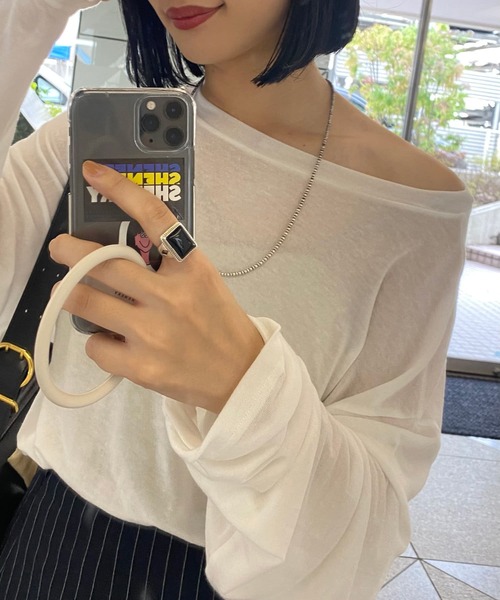 SHENERY（シーナリー）の「ルーズロンTee（Tシャツ/カットソー・レディース・オフホワイト/ブラック・FREE）」の16枚目の写真