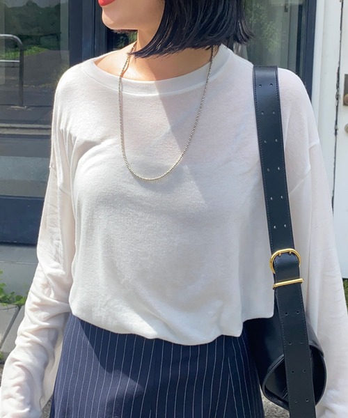 SHENERY（シーナリー）の「ルーズロンTee（Tシャツ/カットソー・レディース・オフホワイト/ブラック・FREE）」の18枚目の写真