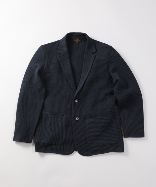 MEN'S BIGI（メンズビギ）の「メッシュツイルニットジャケット（テーラードジャケット・メンズ・ベージュ/ブルー/ボルドー・01/02/03）」の2枚目の写真