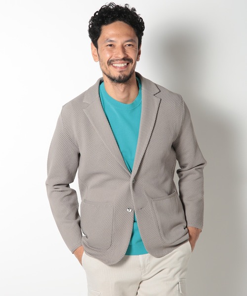MEN'S BIGI（メンズビギ）の「メッシュツイルニットジャケット（テーラードジャケット・メンズ・ベージュ/ブルー/ボルドー・01/02/03）」の4枚目の写真