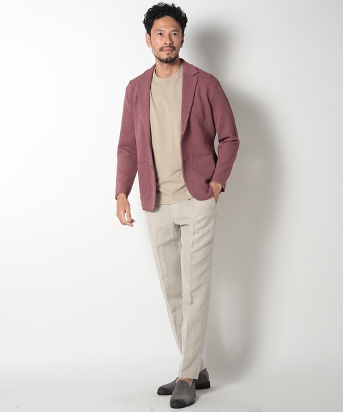 MEN'S BIGI（メンズビギ）の「メッシュツイルニットジャケット（テーラードジャケット・メンズ・ベージュ/ブルー/ボルドー・01/02/03）」の13枚目の写真