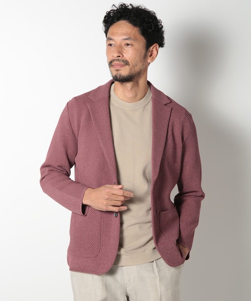 MEN'S BIGI（メンズビギ）の「メッシュツイルニットジャケット（テーラードジャケット・メンズ・ベージュ/ブルー/ボルドー・01/02/03）」の15枚目の写真