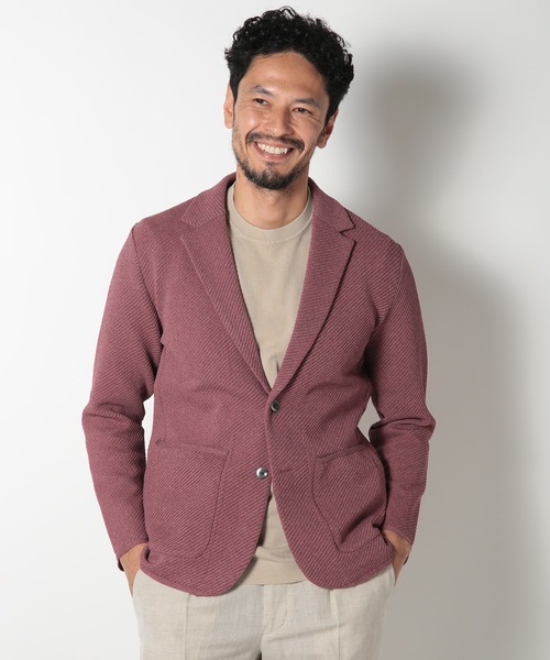 MEN'S BIGI（メンズビギ）の「メッシュツイルニットジャケット（テーラードジャケット・メンズ・ベージュ/ブルー/ボルドー・01/02/03）」の9枚目の写真