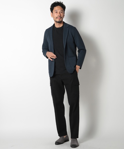 MEN'S BIGI（メンズビギ）の「メッシュツイルニットジャケット（テーラードジャケット・メンズ・ベージュ/ブルー/ボルドー・01/02/03）」の5枚目の写真