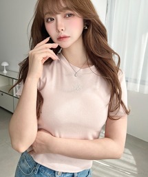 ワンポイント刺繍半袖チビTシャツ