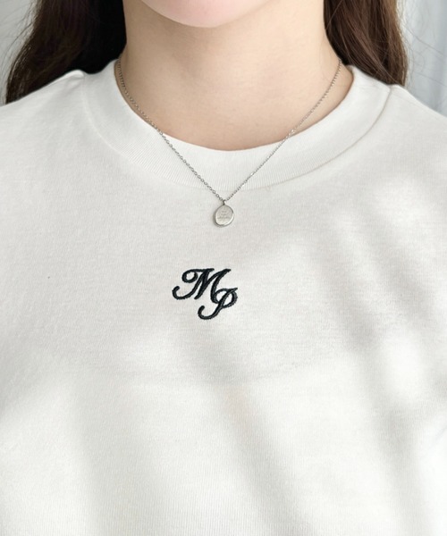 moment+(モーメントプラス)の「ワンポイント刺繍半袖チビTシャツ(Tシャツ/カットソー・レディース・ホワイト系その他/ナチュラル/オフホワイト/ブラック/ピンク・L/M)」の8枚目の写真