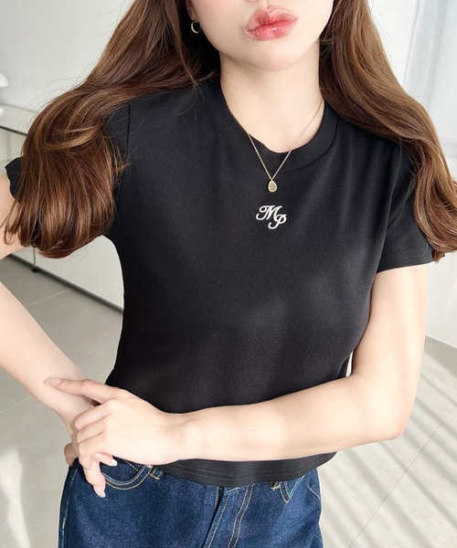 moment+(モーメントプラス)の「ワンポイント刺繍半袖チビTシャツ(Tシャツ/カットソー・レディース・ホワイト系その他/ナチュラル/オフホワイト/ブラック/ピンク・L/M)」の16枚目の写真