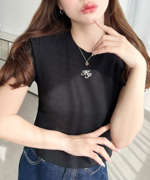 moment+(モーメントプラス)の「ワンポイント刺繍半袖チビTシャツ(Tシャツ/カットソー・レディース・ホワイト系その他/ナチュラル/オフホワイト/ブラック/ピンク・L/M)」の18枚目の写真