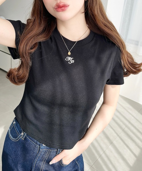 moment+(モーメントプラス)の「ワンポイント刺繍半袖チビTシャツ(Tシャツ/カットソー・レディース・ホワイト系その他/ナチュラル/オフホワイト/ブラック/ピンク・L/M)」の19枚目の写真