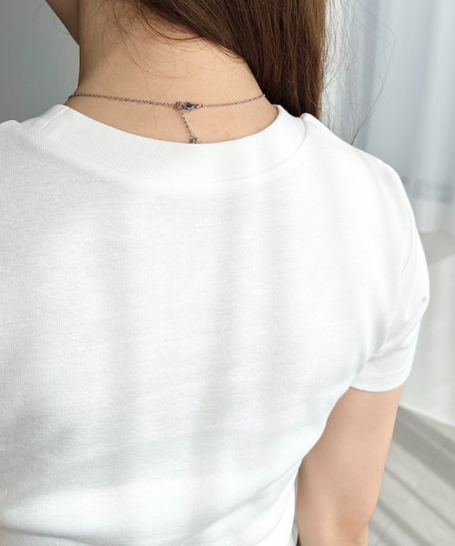 moment+(モーメントプラス)の「ワンポイント刺繍半袖チビTシャツ(Tシャツ/カットソー・レディース・ホワイト系その他/ナチュラル/オフホワイト/ブラック/ピンク・L/M)」の22枚目の写真