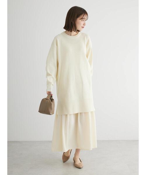 Green Parks(グリーンパークス)の「SET2点 ニットチュニック+キャミワンピース(ワンピース・レディース・ブラック/ホワイト系その他2/グリーン系その他3・FREE)」の7枚目の写真