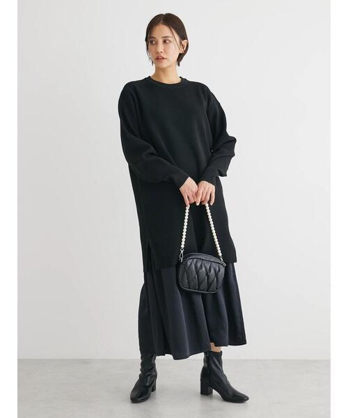 Green Parks(グリーンパークス)の「SET2点 ニットチュニック+キャミワンピース(ワンピース・レディース・ブラック/ホワイト系その他2/グリーン系その他3・FREE)」の10枚目の写真