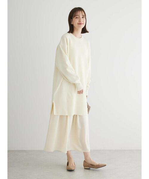 Green Parks(グリーンパークス)の「SET2点 ニットチュニック+キャミワンピース(ワンピース・レディース・ブラック/ホワイト系その他2/グリーン系その他3・FREE)」の8枚目の写真