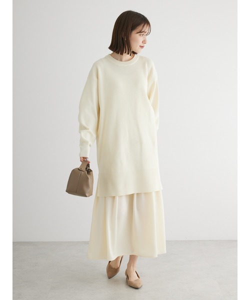 Green Parks(グリーンパークス)の「SET2点 ニットチュニック+キャミワンピース(ワンピース・レディース・ブラック/ホワイト系その他2/グリーン系その他3・FREE)」の4枚目の写真