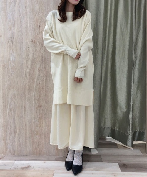 Green Parks(グリーンパークス)の「SET2点 ニットチュニック+キャミワンピース(ワンピース・レディース・ブラック/ホワイト系その他2/グリーン系その他3・FREE)」の21枚目の写真